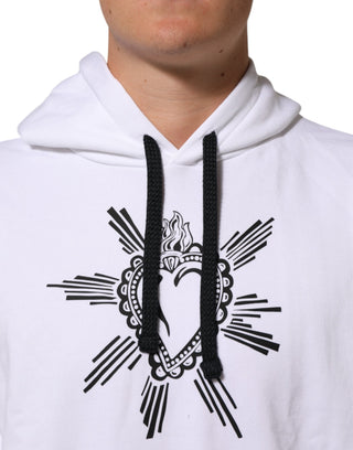 Weißer Kapuzenpullover "Heiliges Herz"