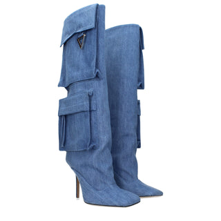 Hellblaue Stoffstiefel