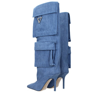 Hellblaue Stoffstiefel