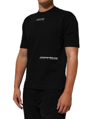 Schwarzes Statement Baumwoll Herren Rundhals T-Shirt
