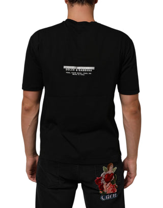 Schwarzes Statement Baumwoll Herren Rundhals T-Shirt