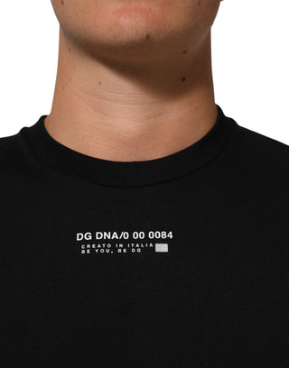 Schwarzes Statement Baumwoll Herren Rundhals T-Shirt