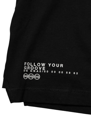 Schwarzes Statement Baumwoll Herren Rundhals T-Shirt