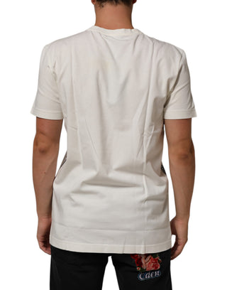 White Cotton Logo Bandana Print Men T-shirt