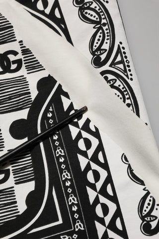 White Cotton Logo Bandana Print Men T-shirt