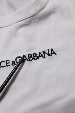 White Logo Print Cotton Crew Neck Men T-shirt