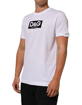 Weißes T-Shirt aus Baumwolle mit Logo-Print und Rundhalsausschnitt