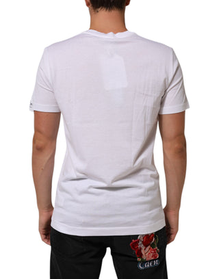 Weißes T-Shirt aus Baumwolle mit Logo-Print und Rundhalsausschnitt
