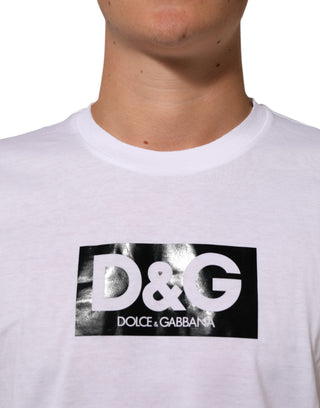 Weißes T-Shirt aus Baumwolle mit Logo-Print und Rundhalsausschnitt