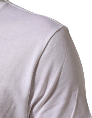 Weißes T-Shirt aus Baumwolle mit Logo-Print und Rundhalsausschnitt