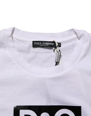 Weißes T-Shirt aus Baumwolle mit Logo-Print und Rundhalsausschnitt