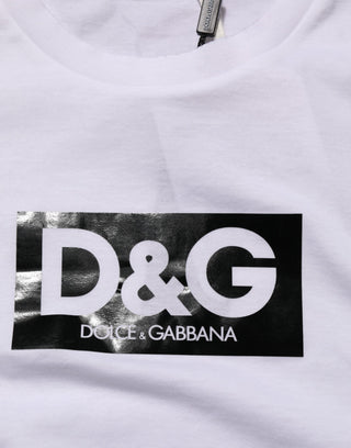 Weißes T-Shirt aus Baumwolle mit Logo-Print und Rundhalsausschnitt