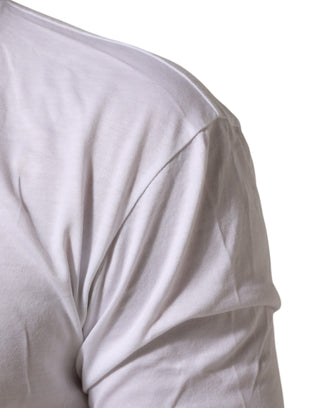 Weißes Baumwoll-T-Shirt mit King-Stickerei auf der Krone