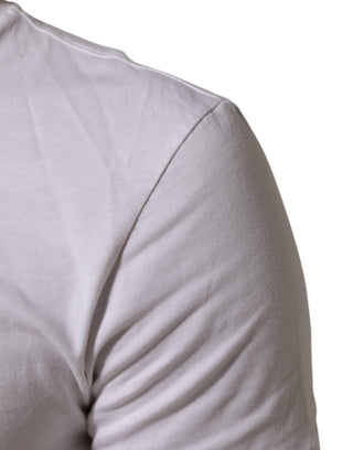 Camiseta blanca de algodón para hombre con logo estampado y cuello redondo