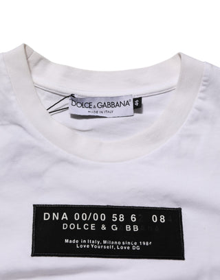 Camiseta blanca de algodón para hombre con logo estampado y cuello redondo
