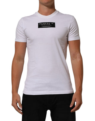 Camiseta blanca de algodón para hombre con logo estampado y cuello redondo