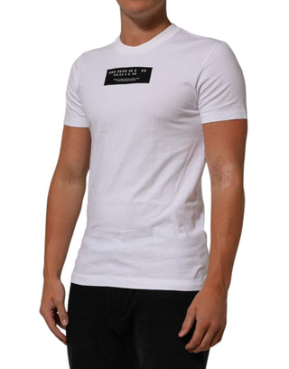 Camiseta blanca de algodón para hombre con logo estampado y cuello redondo