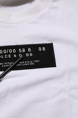 Camiseta blanca de algodón para hombre con logo estampado y cuello redondo