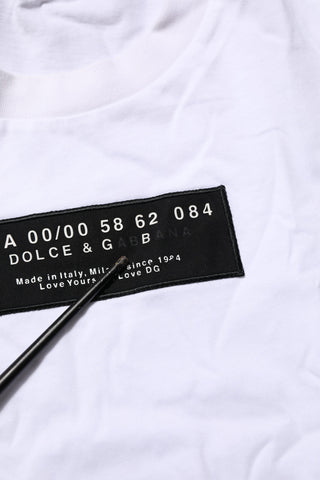 White Cotton Logo Print Crew Neck Men T-shirt