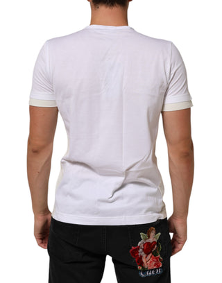 Camiseta blanca de algodón para hombre con bolsillo y cuello redondo