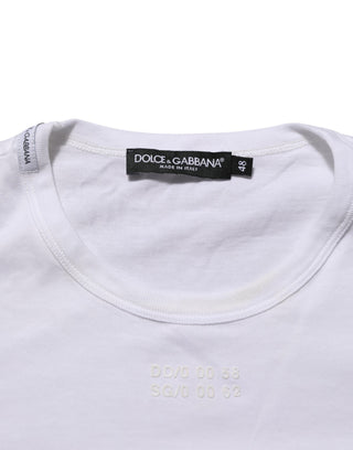 Camiseta blanca de algodón para hombre con bolsillo y cuello redondo