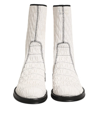 Botas de piel de cordero blancas hasta media pantorrilla