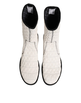 Botas de piel de cordero blancas hasta media pantorrilla