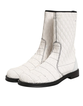 Botas de piel de cordero blancas hasta media pantorrilla