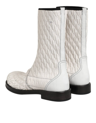 Botas de piel de cordero blancas hasta media pantorrilla