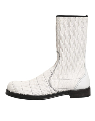 Botas de piel de cordero blancas hasta media pantorrilla