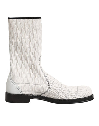 Botas de piel de cordero blancas hasta media pantorrilla