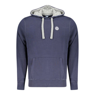 Sudadera azul de algodón para hombre con capucha