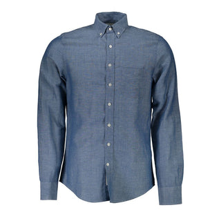 Camisa de hombre de lino azul
