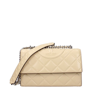 Beige Leder-Umhängetasche