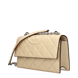 Beige Leder-Umhängetasche