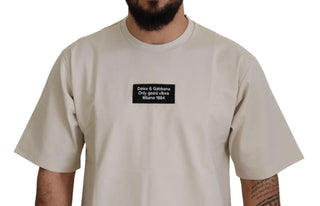 Ivory Cotton Ivory Printed Crewneck