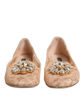Beige Taormina Spitzenkristalle Ballerinas