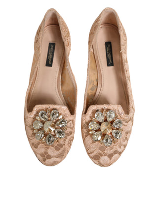 Beige Taormina Spitzenkristalle Ballerinas