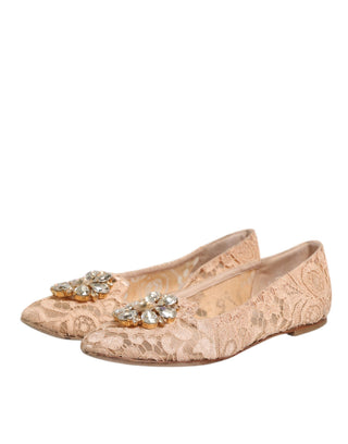 Beige Taormina Spitzenkristalle Ballerinas