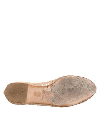 Beige Taormina Spitzenkristalle Ballerinas