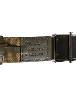 Militärgrüner Nylon-Gürtel mit Logo und Metallschnalle