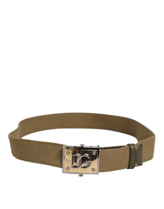 Militärgrüner Nylon-Gürtel mit Logo und Metallschnalle