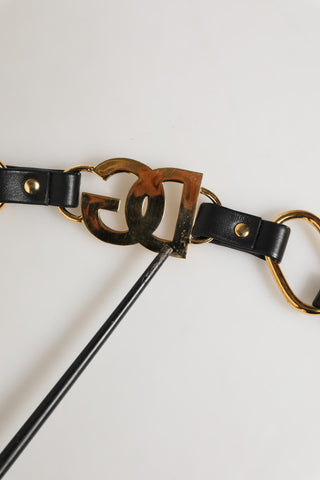 Correa para bolso de hombro de cuero negro con cadena dorada  