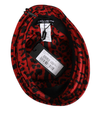 Rot-Schwarz-Nylon-Leopardmuster-Fischerhut für Herren