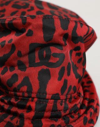 Rot-Schwarz-Nylon-Leopardmuster-Fischerhut für Herren