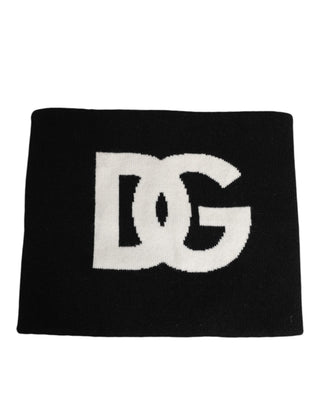 Schwarzer D&G Logo Kaschmir gestrickter Herren Schal Einheitsgröße