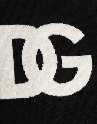 Schwarzer D&G Logo Kaschmir gestrickter Herren Schal Einheitsgröße