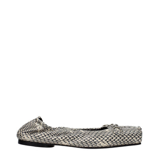 Beige Leather Ballet Flats