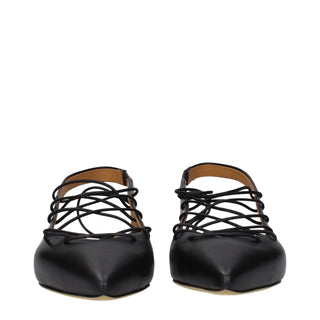 Black Leather Flats