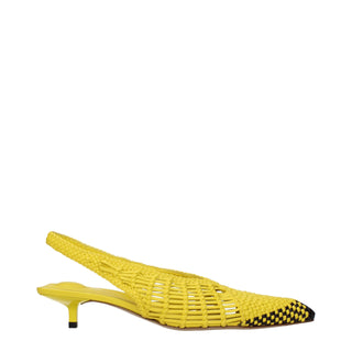 Sandalias planas de cuero amarillo  